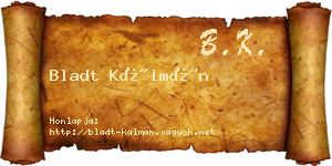 Bladt Kálmán névjegykártya